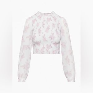BNWT Aritzia Wilfred Tempest Floral Blouse in White and Cloudy Lilac Size XS